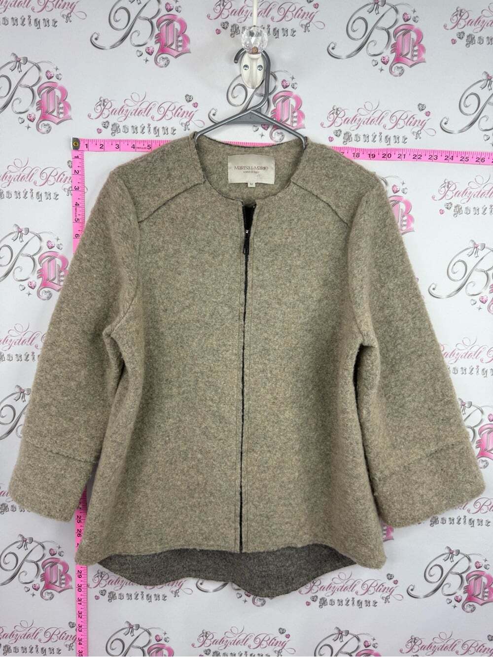 MARISA & MARIE Italy jacket Wool-Blend Zip Front Pea Coat - Taupe